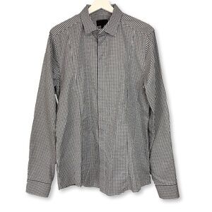Les Hommes Long Sleeve Gingham Button Front Shirt 50
